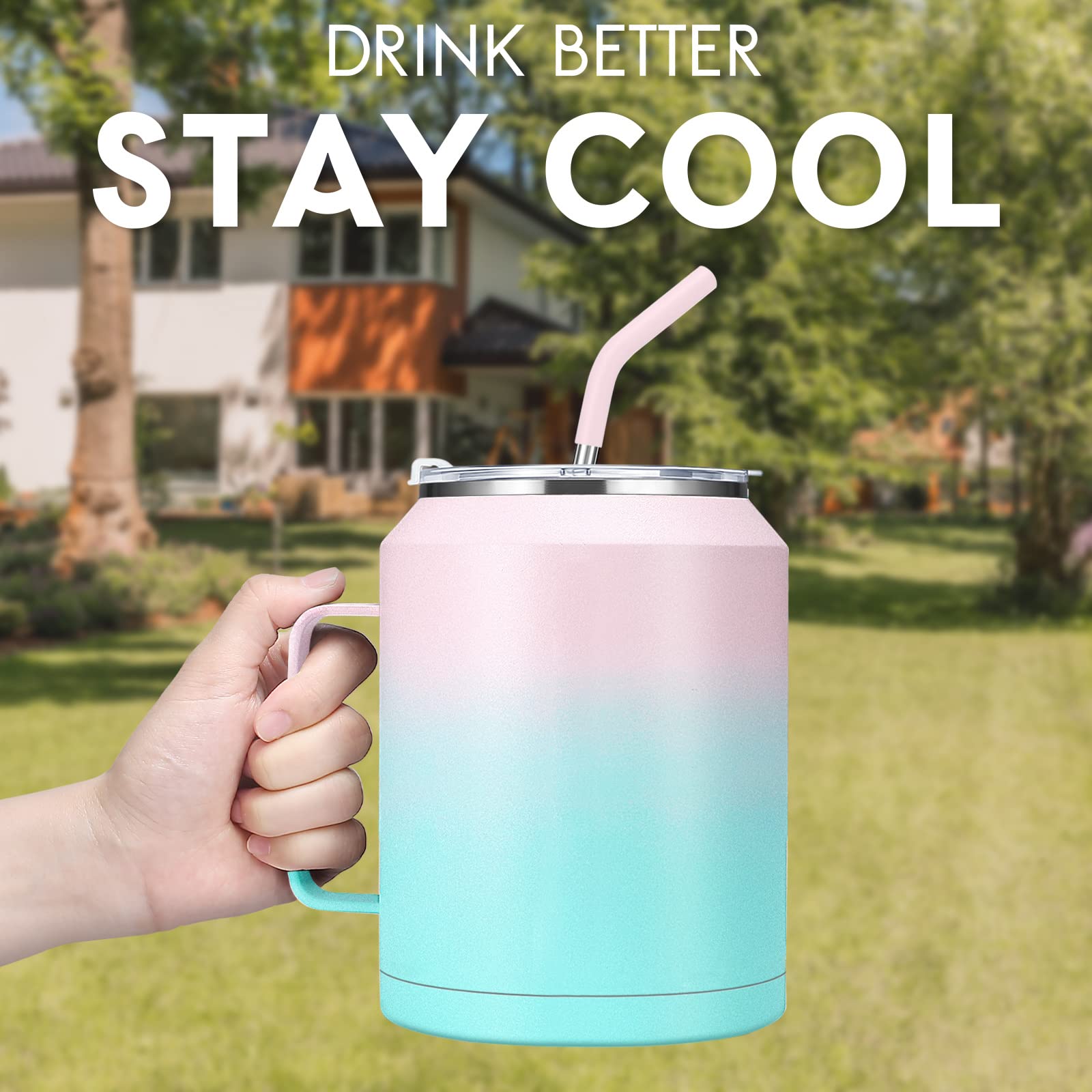 Zenbo 64 oz Mug Tumbler ?Çô Stainless Steel Vacuum Insulated Mug with ...