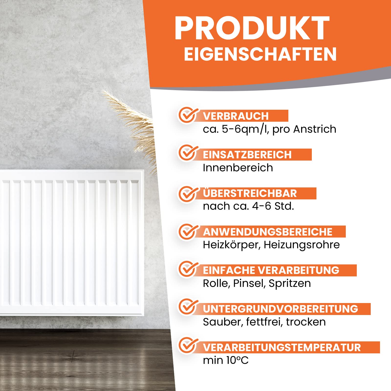 BEKATEQ BE-903 lakier do grzejników, ceglany, 2,5 l – odporny na wysokie temperatury lakier grzejnikowy, farba ochronna do metalu, wysoce kryjąca, bezzapachowa, nie zawiera rozpuszczalników,