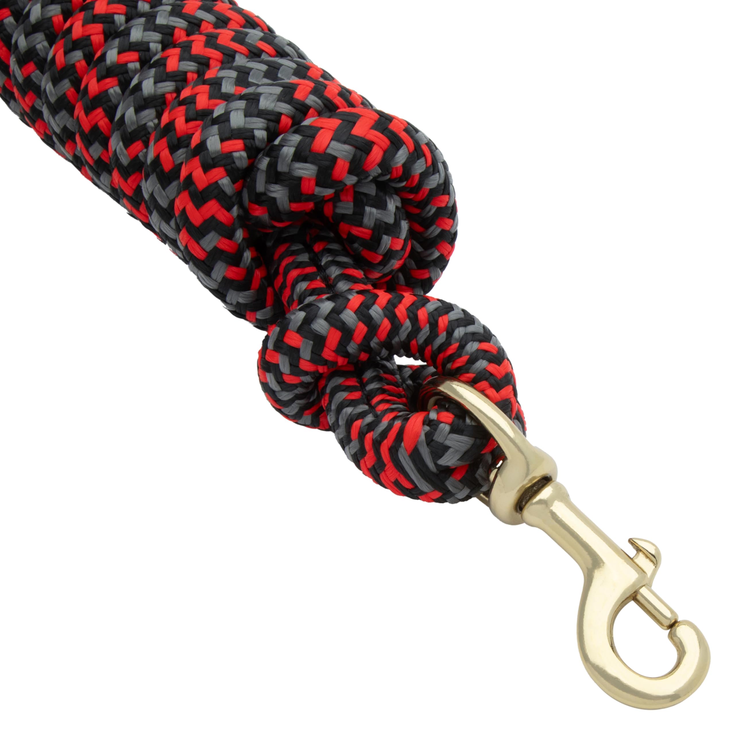 Weaver Leather Poly Cowboy Lead with Snap, 5/8" x 10',Black/Red/Gray - Image 4