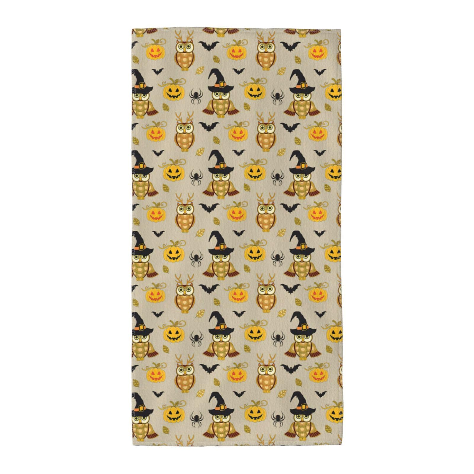 SDEGTHO Halloween Pumpkin And Owl Fashion Printed Bath Towel High Water Absorption For Hiking Trip