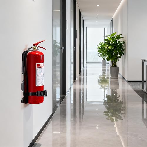 Vista 21 de Paquete de 2 soportes para extintor de incendios, soporte de pared para extintor de incendios de 5 libras, soporte de metal resistente