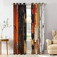 Vista 52 de Shrahala Cenefas de cocina de madera marrón con tablones vintage, panel de media ventana, tratamiento de ventana multicapa de poliéster opaco