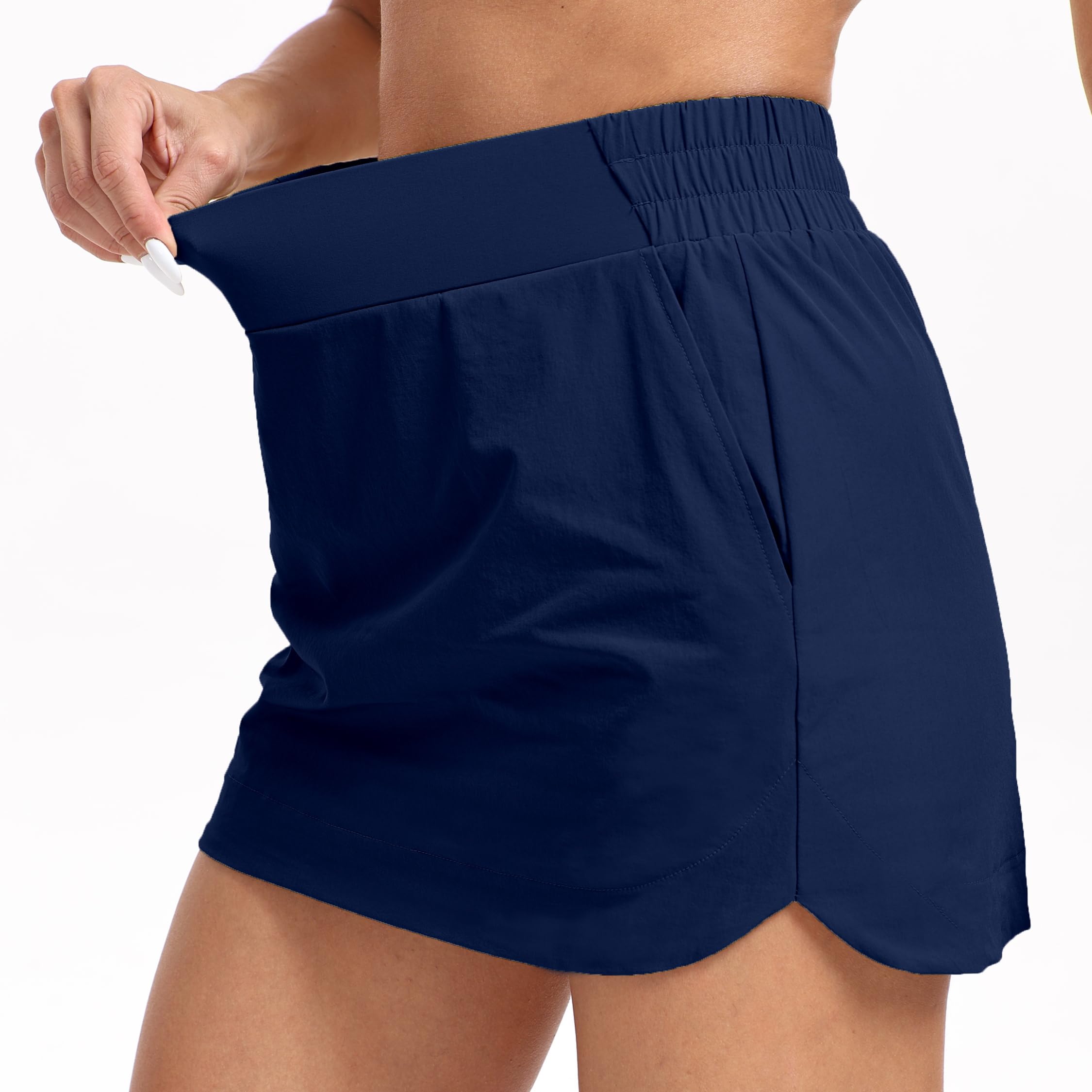 Timuspo Damska spódnica tenisowa wysoka talia rozcięcie oddychająca Skort sportowa spódnica elastyczny ściągacz lekka spódnica golfowa w kształcie litery A ze spodniami wewnętrznymi i 3