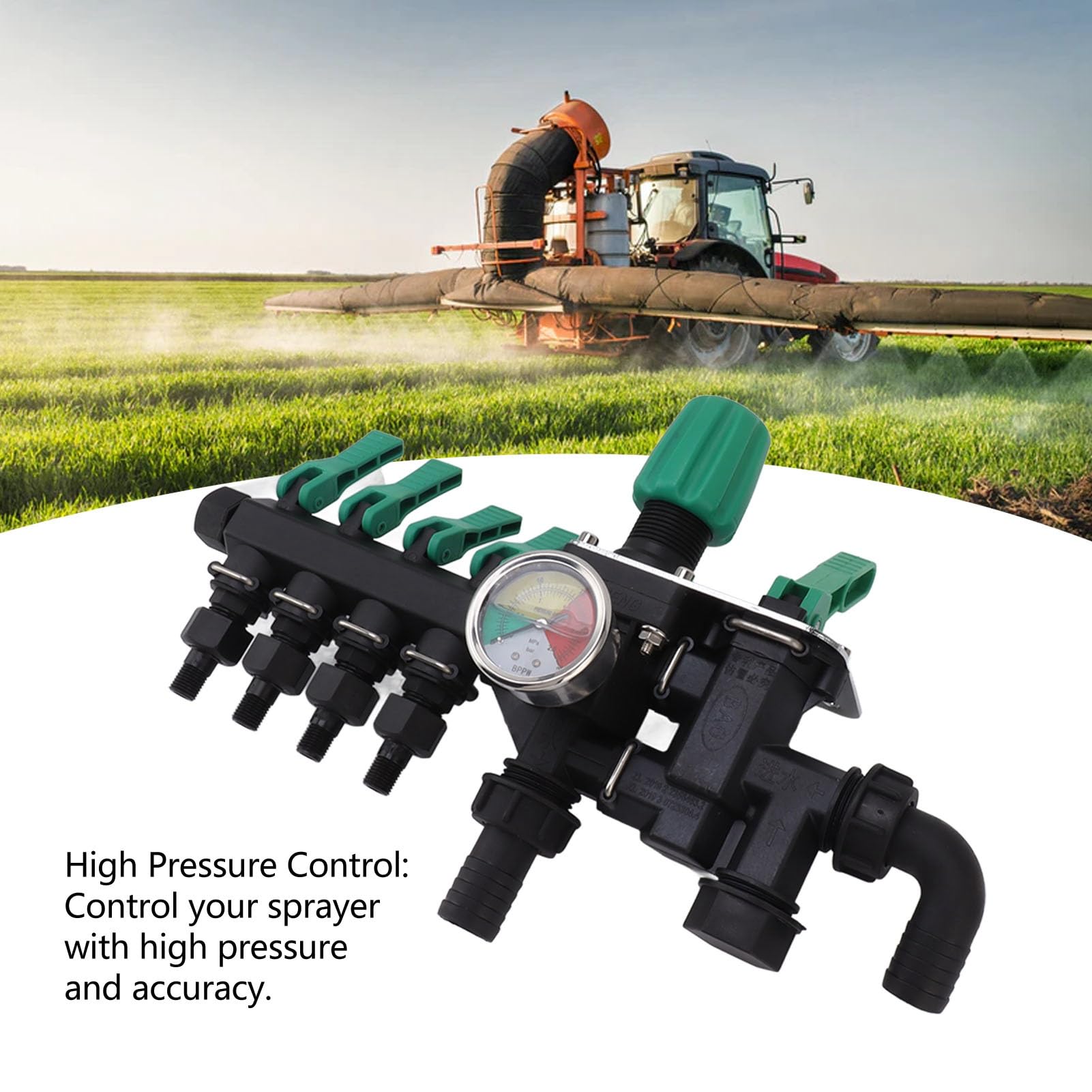 Sdoppiatore per Tubo a 4 Vie, Collettore Dell'acqua con Manometro per Garden Farm