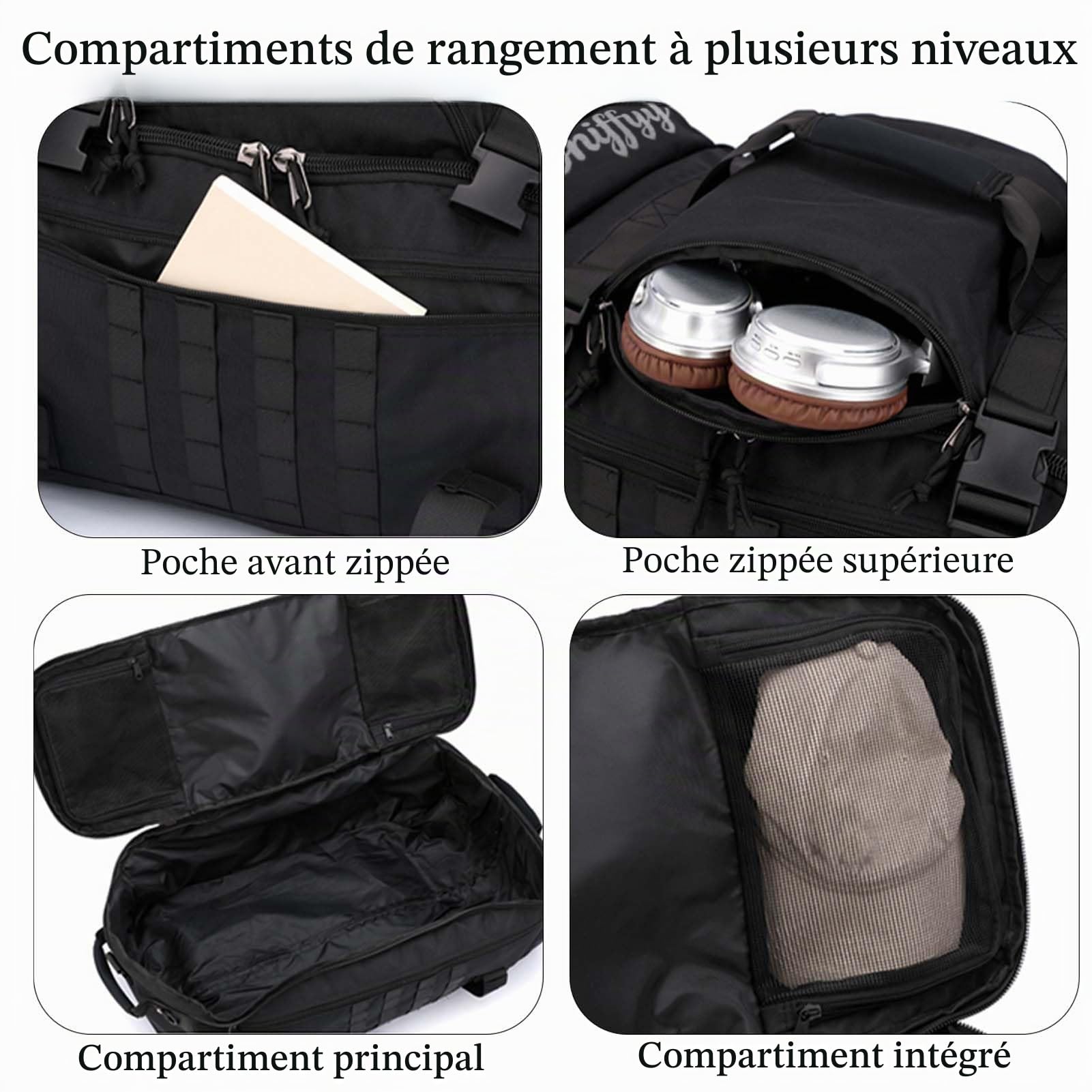 70L Sac de Voyage Roulette Tissu Valise Souple Grand Sac de Sport Homme Femme Impermeable Sacs a Dos Travel Bag Pliable Trekking Cabine Fitness Sport Duffle Bag (Noir)