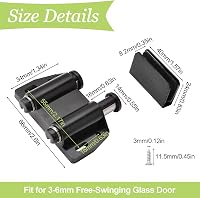 UFURMATE Mágneses Üvegajtó Rögzítő Szett - 2db Érintéses Nyitású Üvegajtó Zár Állítható Szorítóval, 3-6mm Üvegvastagsághoz, Fekete 2