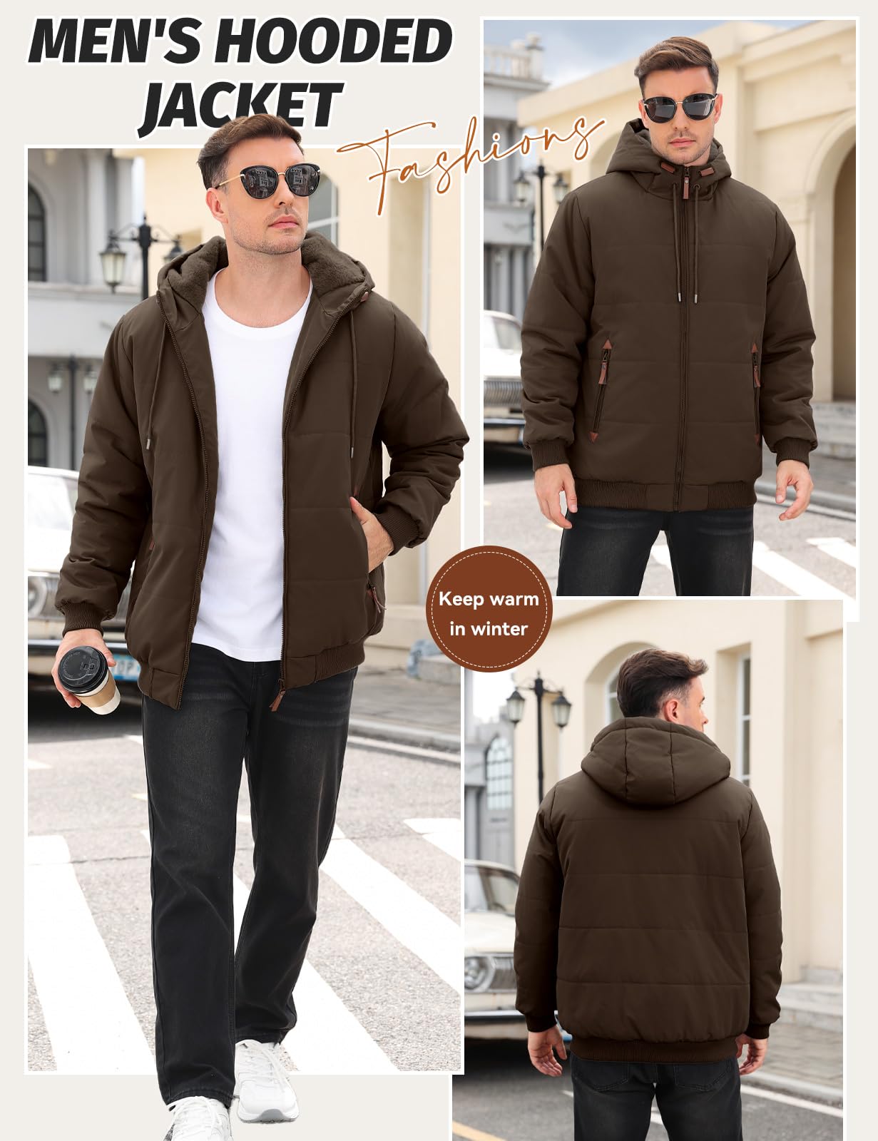TOMEEK Giubbotto Invernale Uomo Giacca Caldo Giubbino Inverno in Pile Cappotto Spesso Parka Cappotti Antivento Elegante Casual con Cappuccio e Tasche Giacche
