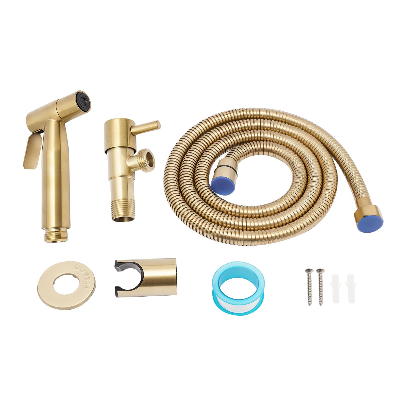 Douchette de bidet dorée en acier inoxydable 304 avec tuyau de 1,5 m en