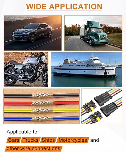 Miniatura 26 de NAOEVO Conector de 3 pines impermeable, conectores de 3 cables 16 AWG, conectores eléctricos automotrices macho y hembra con tubo termorretráctil