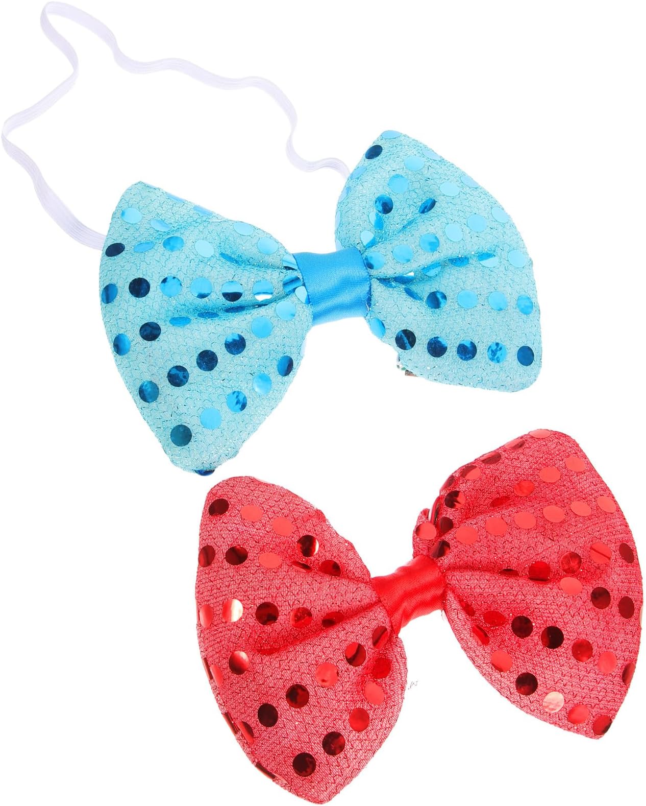 LED Glowing Bow Tie Set, 2pcs Light up Bowties in Light Blue and Red for Party Props, Festival Accessories, Birthday and Clubwear, Flashing Luminous Tie Decor for Men