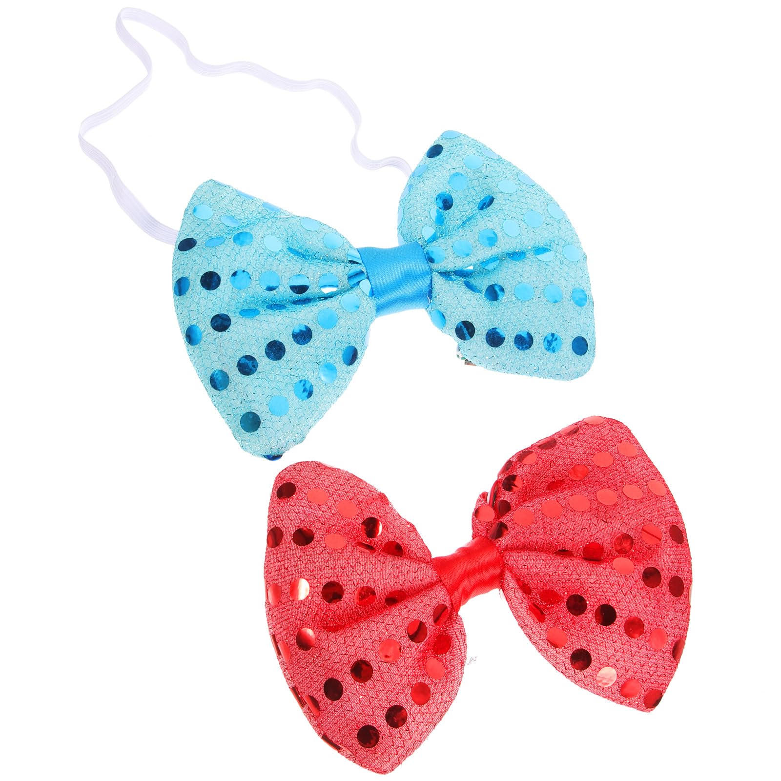 LED Glowing Bow Tie Set, 2pcs Light up Bowties in Light Blue and Red for Party Props, Festival Accessories, Birthday and Clubwear, Flashing Luminous Tie Decor for Men
