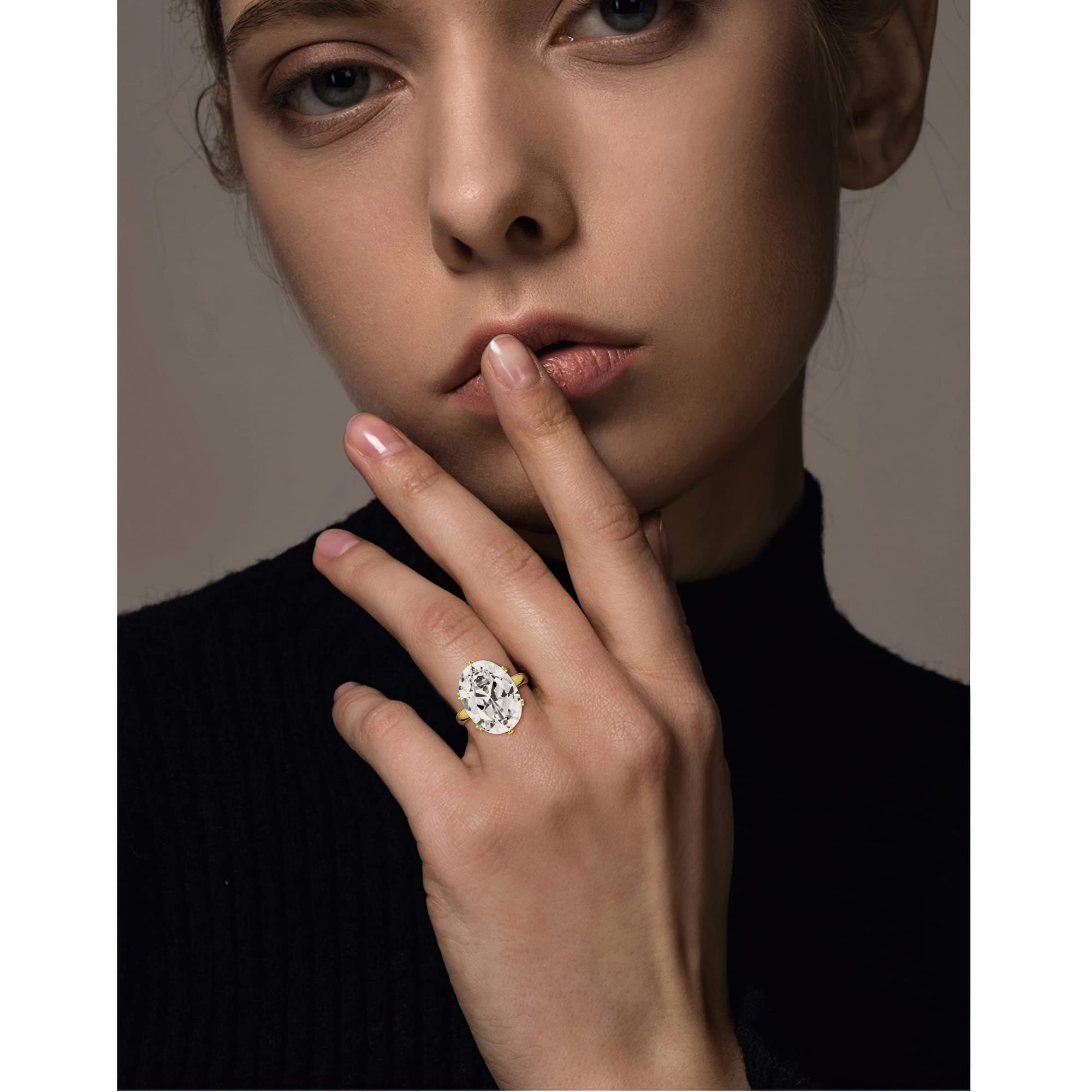 Linawe Fałszywy diamentowy pierścionek moissanite regulowany damskie, duży pierścionek na palec damski, pierścionki miedziane są dostępne w trzech odcieniach złota, różowego złota i srebra