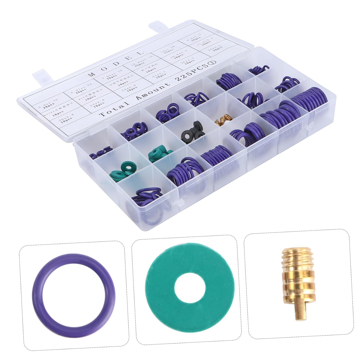 - Kit 225pcs Rubber Gasket Assortment Essential for Repair