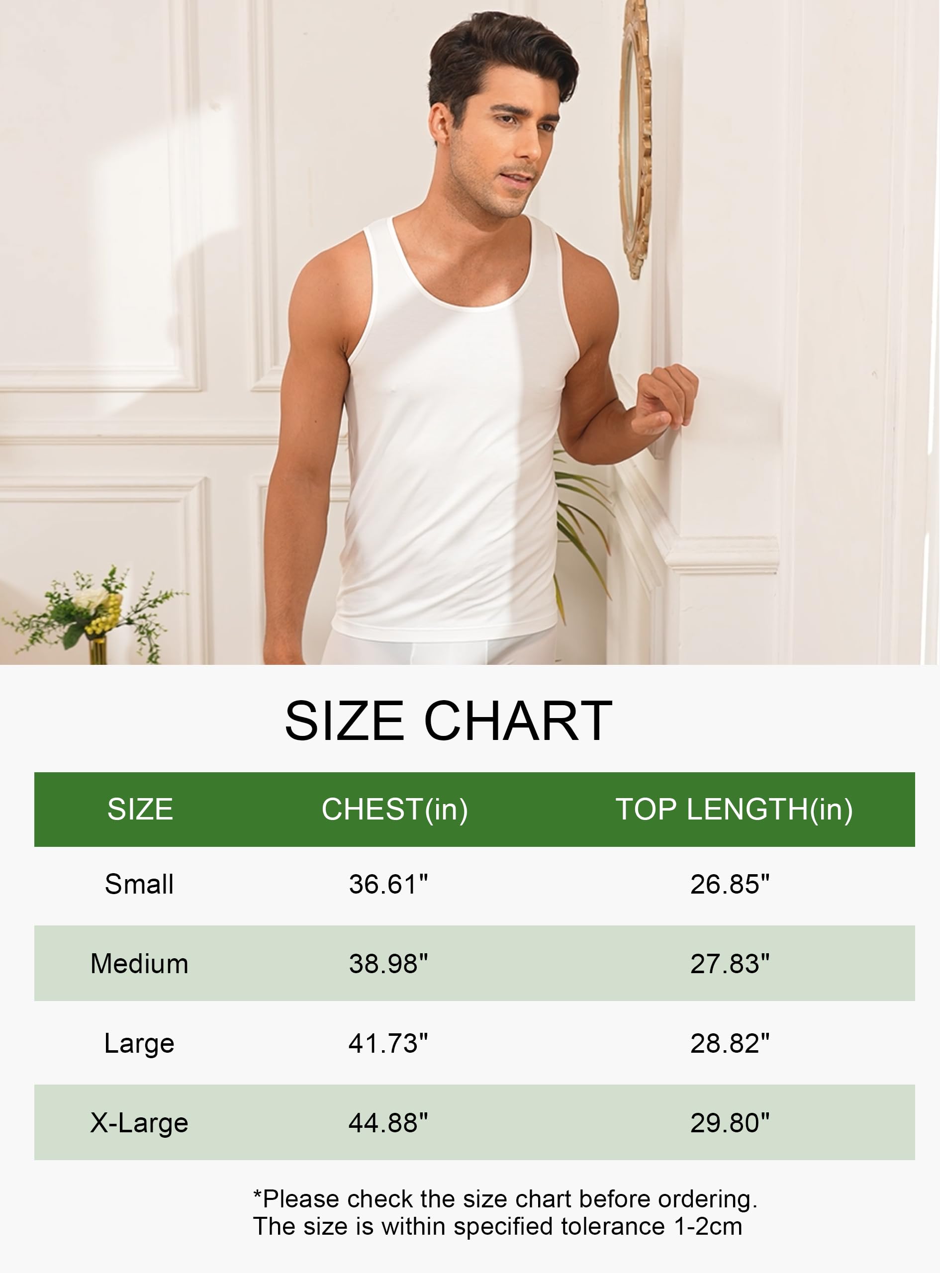 COLORFULLEAF Camisetas sin mangas de rayón de bambú para hombre, cuello redondo, elásticas, paquete (1 o 3)