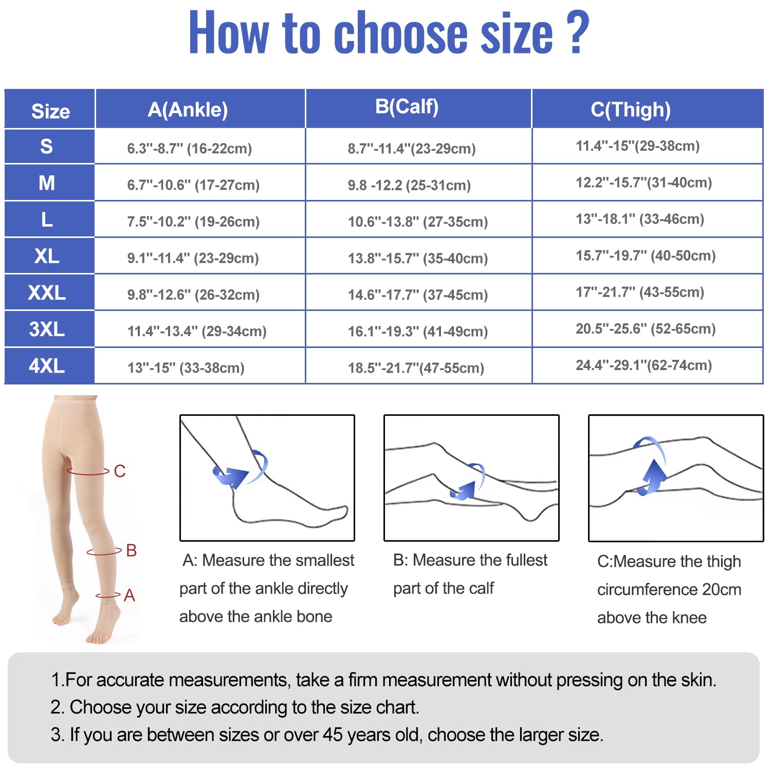 Medical Collant a compressione donne uomini lunghi 20-30 mmHg, Calze di compressione graduata di sostegno, collant di sostegno senza dita per vene varicose Edema