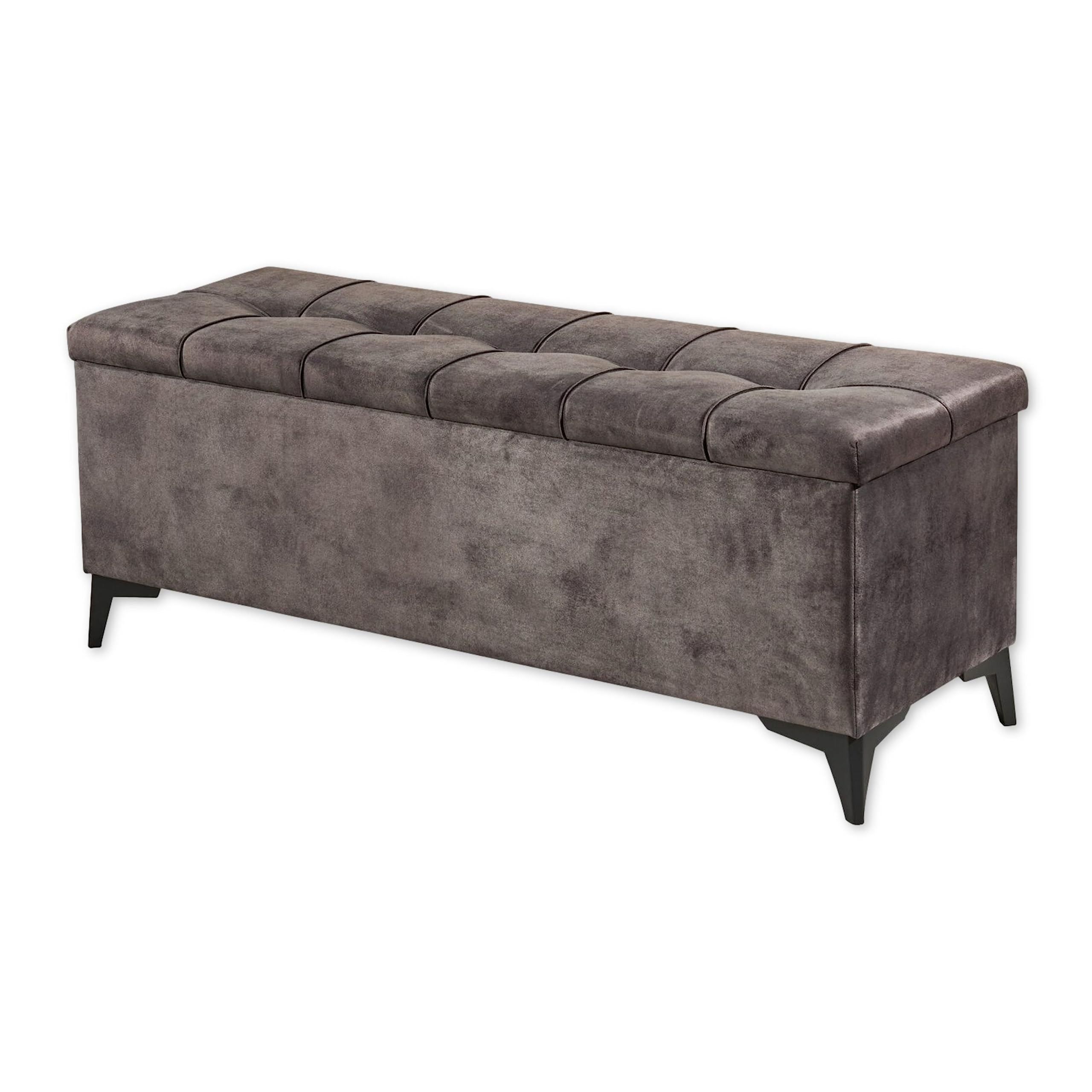 Stella Trading OREGON Sitzbank mit Stauraum und gepolstertem Deckel, Espresso – 139 x 58 x 50 cm
