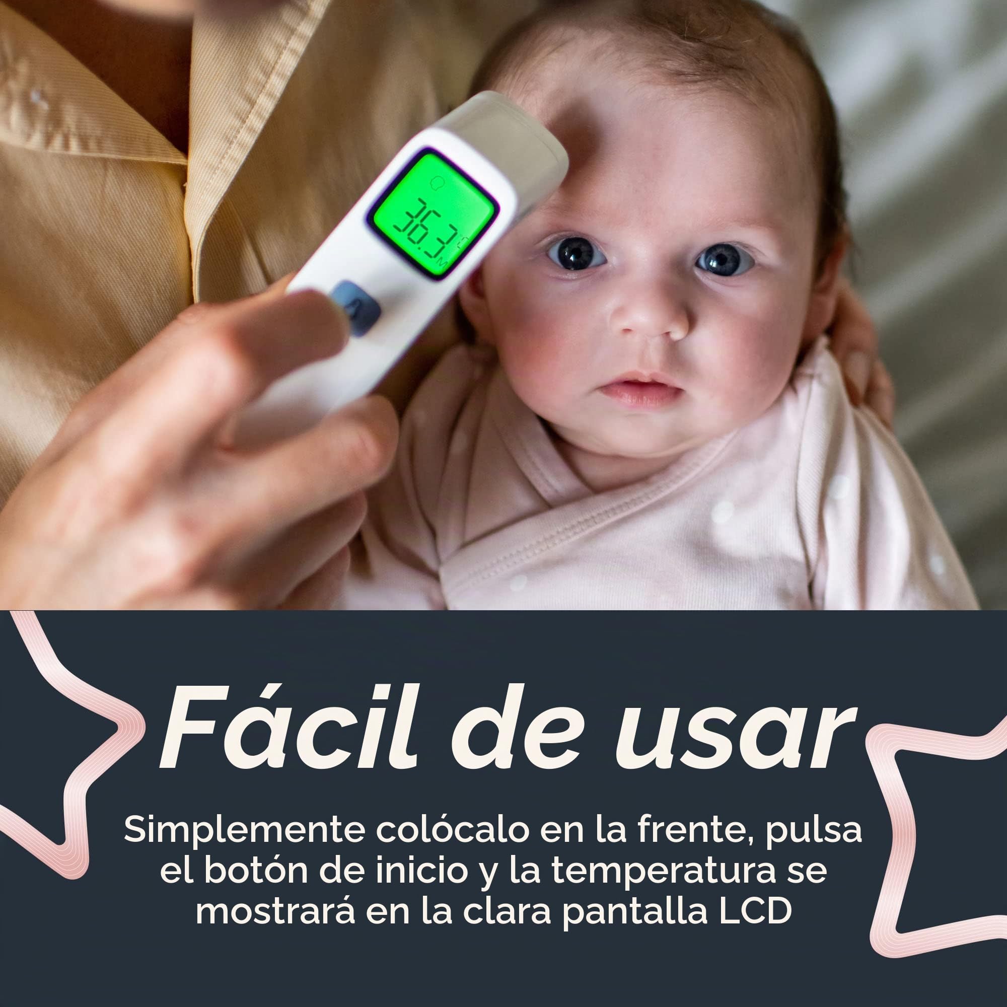 Tommee Tippee NoTouch Termómetro digital infrarrojo para la frente, 0 m+, esencial para bebé recién nacido, lecturas instantáneas de 1 segundo en elección de ˚C o ˚F