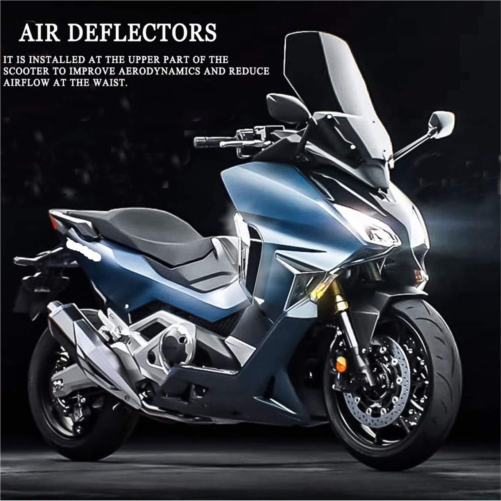 Deflektor motocykla Zestaw deflektorów powietrza do motocykla, czarny, pasuje do Hondy Forza 750 2021-2022, dodatkowy spojler boczny spojler przedłużający szyba przednia(A S)