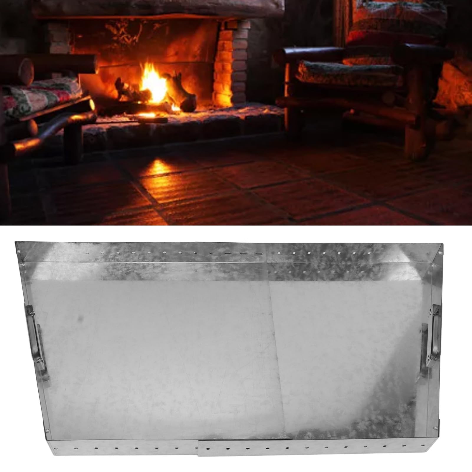 Zerodis Bandeja Extensible para Chimenea, Cenicero Ajustable de Acero Galvanizado con Asas Soporte para Brasas para el Hogar y la Sala de Estar