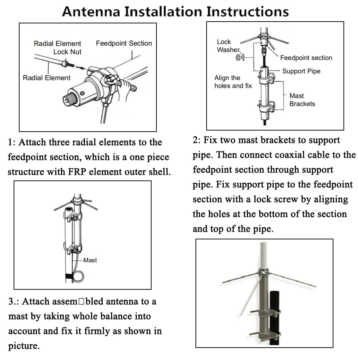 VHF／UHF ANTENNA Amazon.com: Dual Band VHF UHF 2m 70cm Base Antenna for