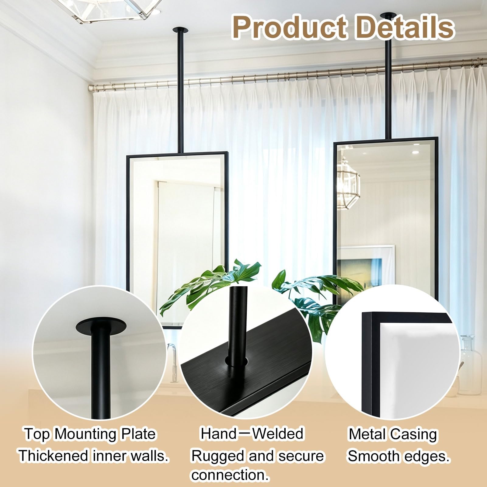 Luyckfrazy Specchio cosmetico da bagno montato a soffitto personalizzabile