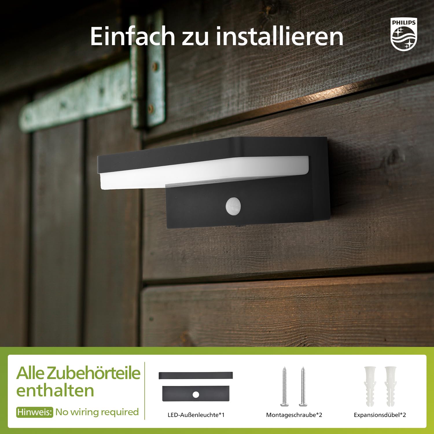 Philips Solarlampen für Außen mit Bewegungsmelder, 3 Modi Solarleuchten Beleuchtung IP54 Wasserdichte, 5000K Solar Lampe Aussen für Garage, Hof, Eingang