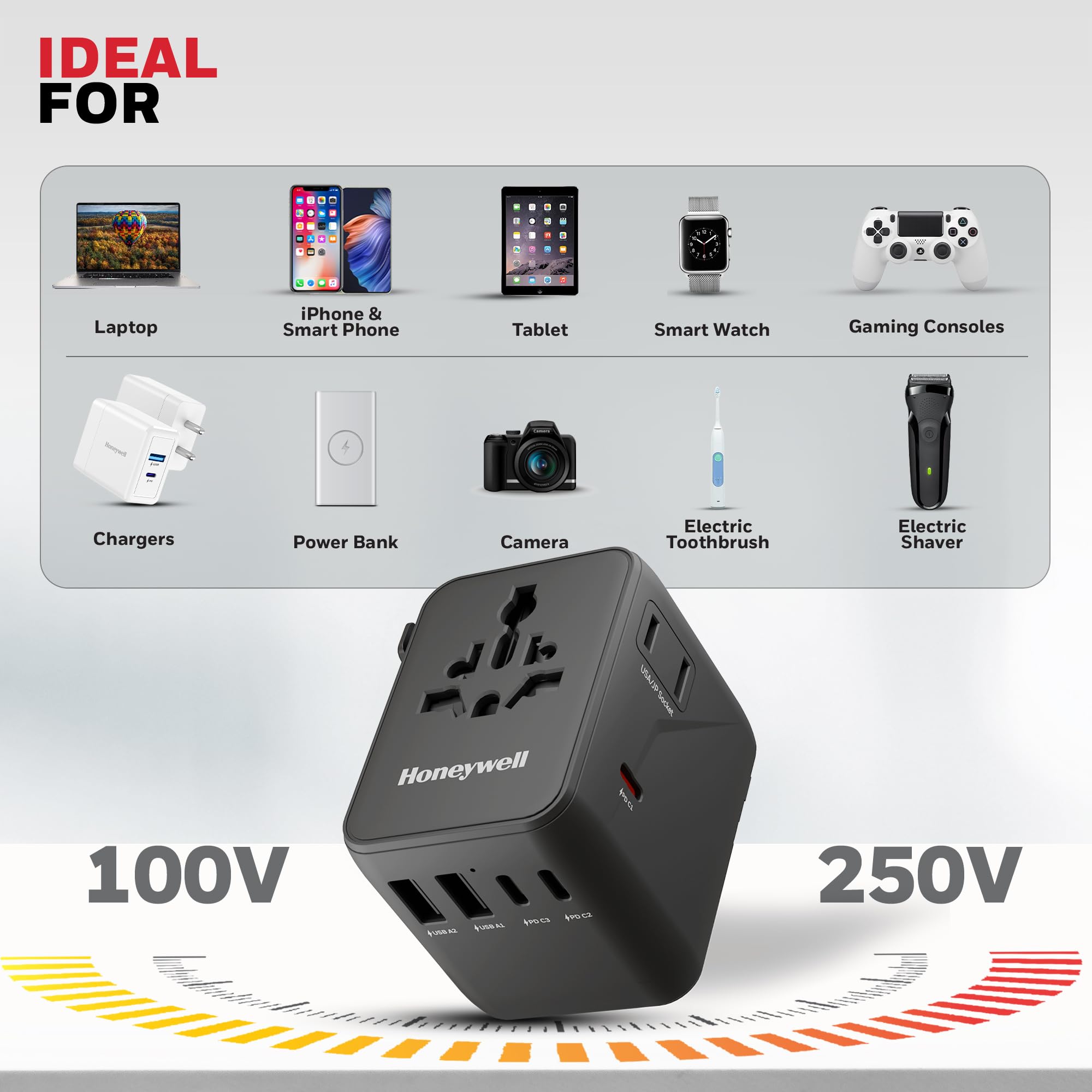 Honeywell Universal Travel Adapter - 7-in-1 Charging -7