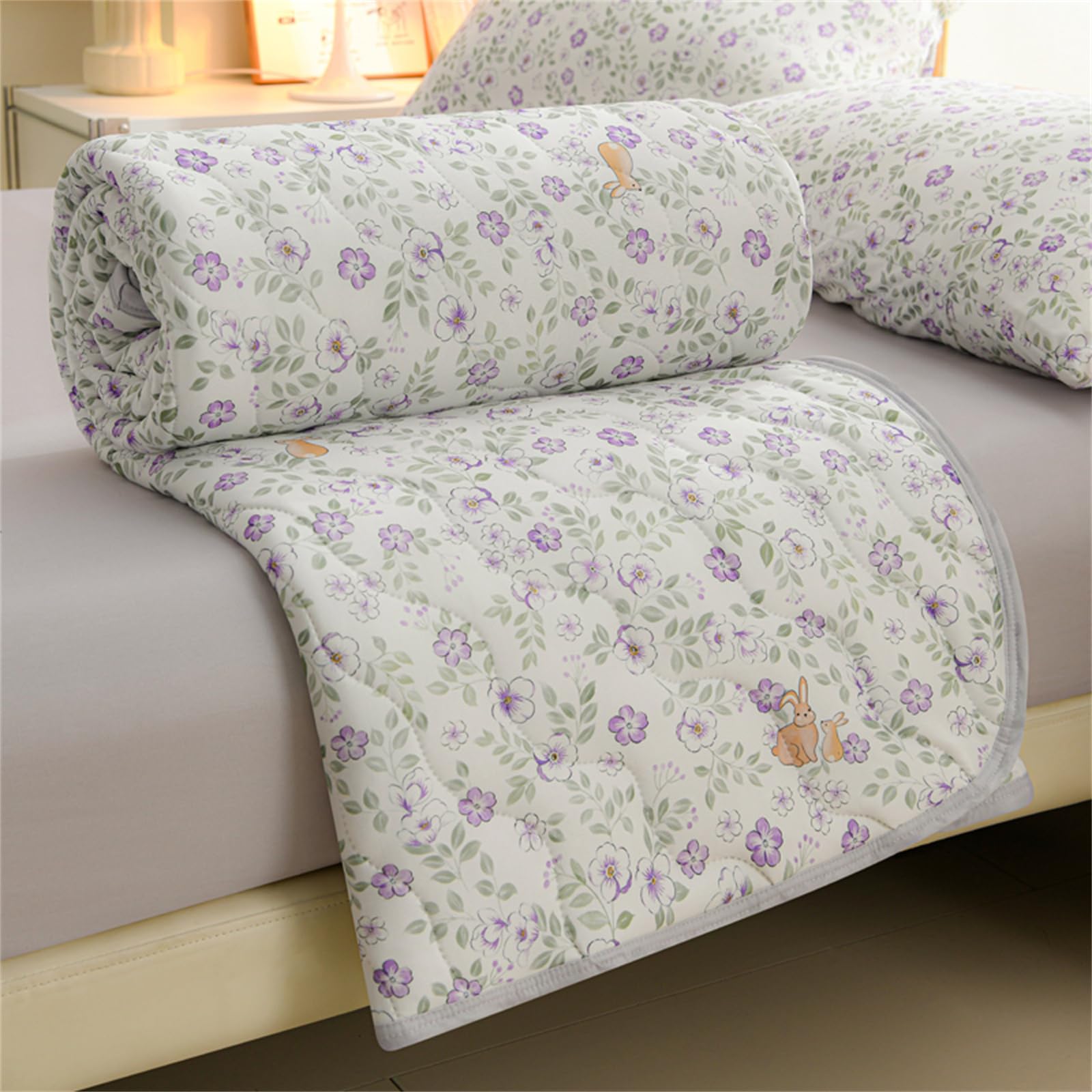 Akuops Orange Bunny Coverless Duvet 4.5 Tog For Single Double King Size, Summer Duvet No Cover Cosy And Lightweight Quilt Breathable Bedspreads Quilted Throw For Beds (,100 * 150Cm)