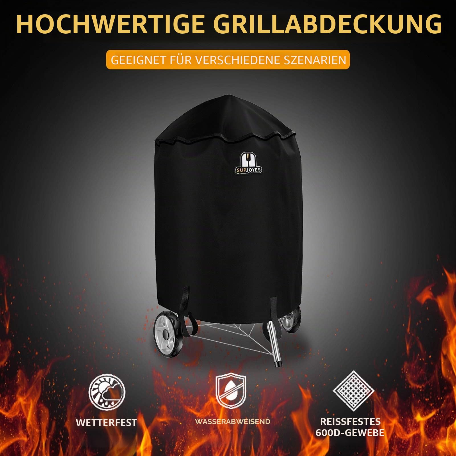 Grill Abdeckung für Weber Holzkohlegrills, 57 cm Grill Abdeckhaube für Weber Kugelgrill Grillabdeckung