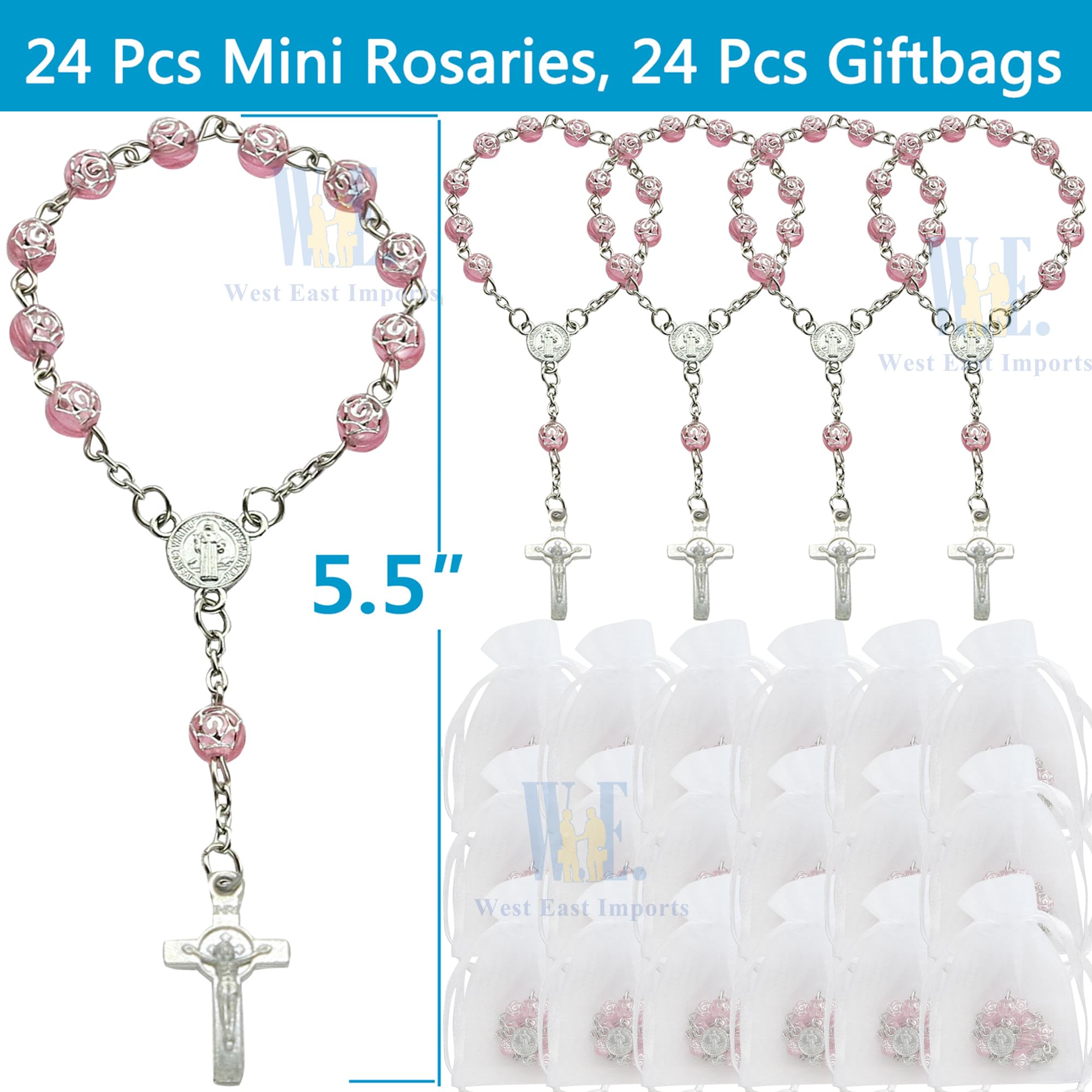 Amazon.com: 24 Pcs Rosebud Mini Rosary Favor for Baptism Pink