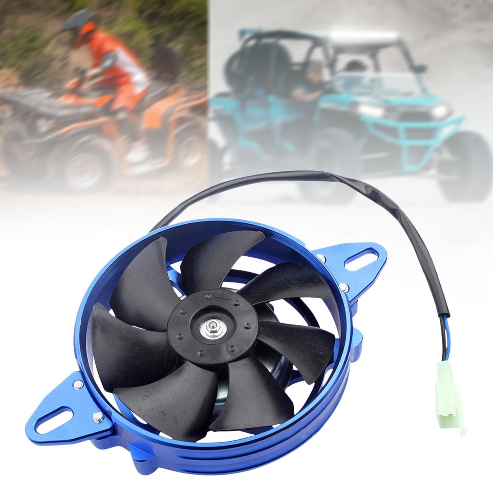 Oshhni Ventola termica di raffreddamento elettrica Ventola del radiatore Leggera e robusta Lega di alluminio da 4 pollici per UTV da 125, Blu