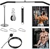 Cable Pulley System Home Gym with 100cm Lat Pull Down Bar, Weights Cable Pulley System Machine Attachments for Bicep Curls Tricep Muscle, Fitness Lat Pulldown Home Gym Equipment
