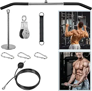 Poleas Gimnasio para Casa con Barra Dorsal, DIY Polea Gimnasio de 100cm Desmontable Barra Jalon al Pecho para Tríceps Biceps Brazo Espalda Hombro, Multifuncion Fitness Maquina Gym Musculacion
