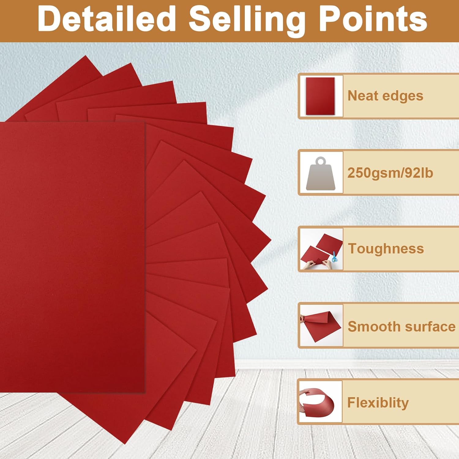 Silunkia 120 Sheets Dark Red Cardstock 8.5 x 11 Craft Paper, 250gsm/92lb Christmas Red Card stock Printer Paper for Cards Making, Greeting Cards, Wedding, Invitations, Birthday Decorations