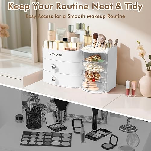 Miniatura 4 de XIAPIA Organizador de maquillaje para encimera, organizador de maquillaje para tocador, cuidado de la piel y organizadores de cosméticos con