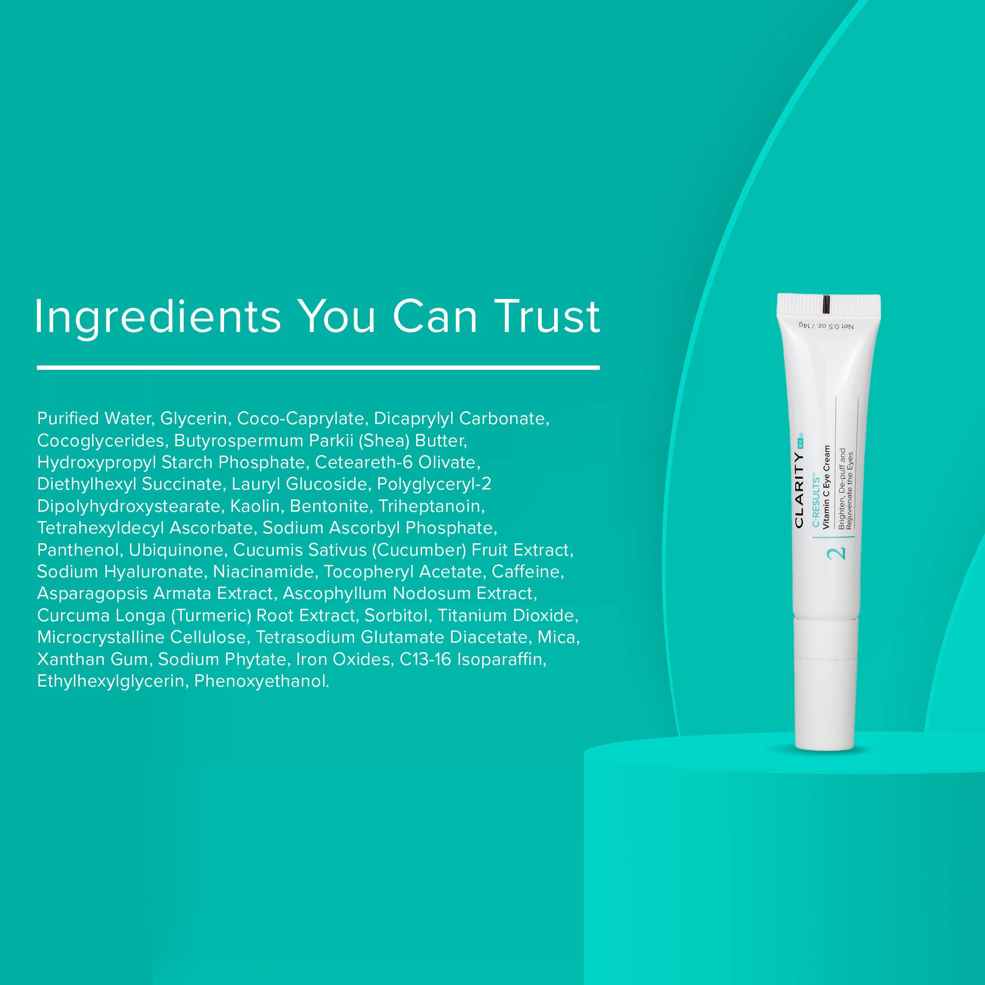 ClarityRx C-Results Natural Plant-Based Vitamin C Eye Cream for Dark Circles, Eye Bags, Puffiness & Wrinkles (0.5 oz)