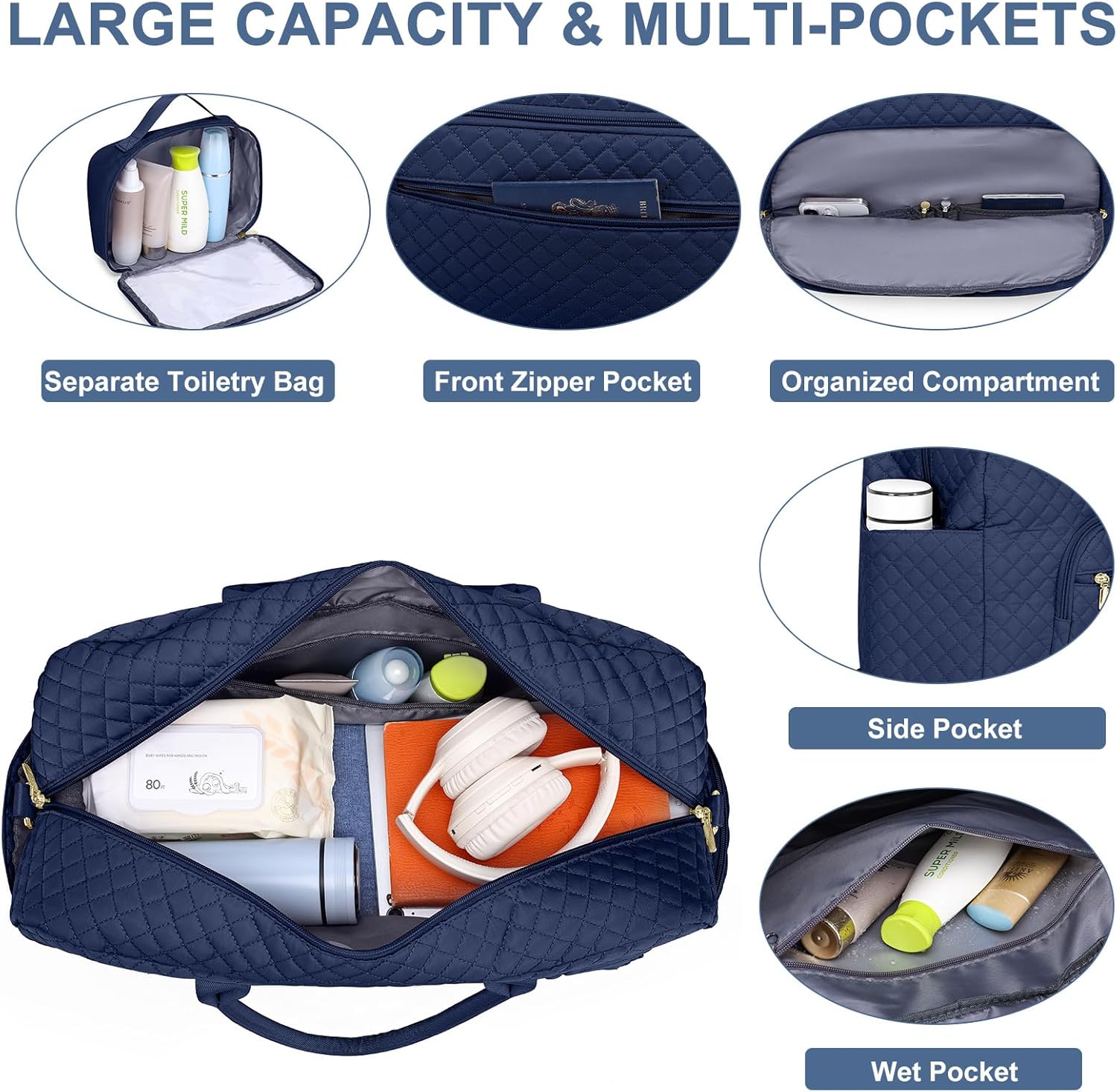 Travel Duffle Weekender Bags for Women - Weekend Bag Women with Shoe Compartment Carry On Overnight Bag with Toiletry Bag Duffel Bags Wet Pocket for Gym Hospital Bags for Labor and Delivery