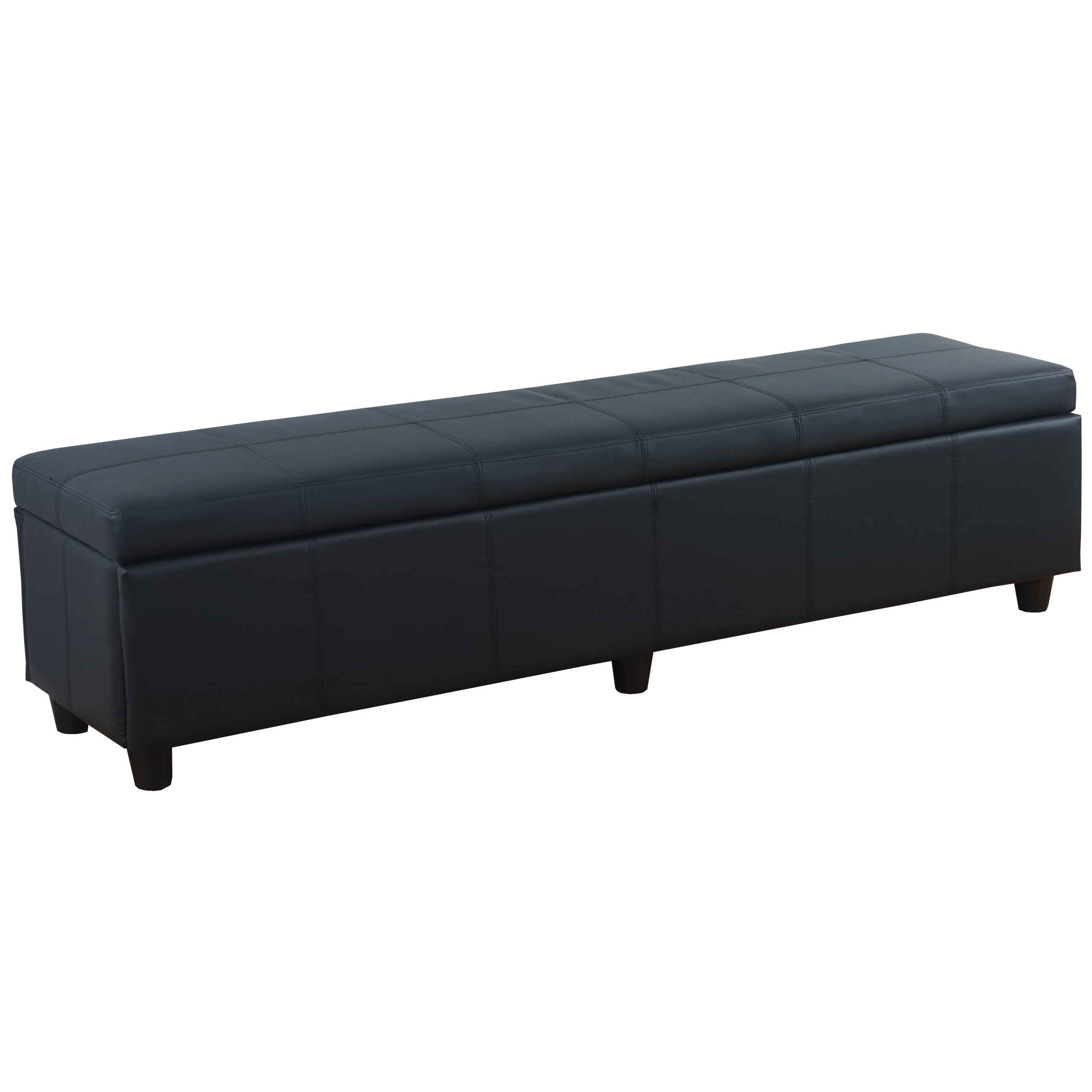 Banc similicuir noir mat 180cm Kriens XXL pour salon