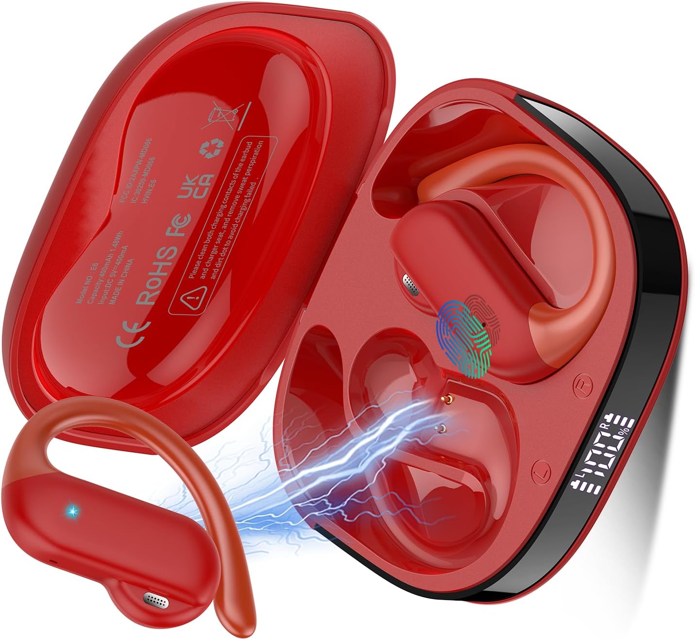 Ai Translation Earbuds, 164 Languages Translator Earbuds with 6 Translation Modes RED