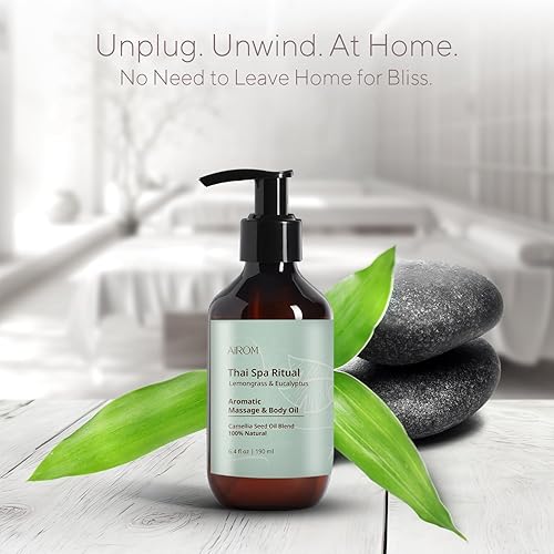 Miniatura 8 de AiROM Aceite de masaje de aromaterapia  Aroma ritual de spa tailandés con citronela y eucalipto  Aceite corporal para dolores musculares,