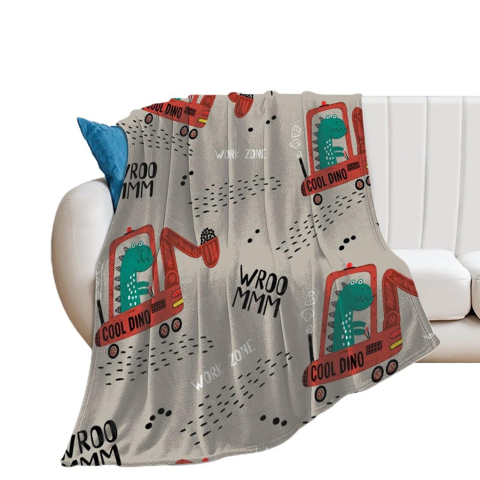 Couverture excavateur de dinosaures en flanelle pour apaiser les peaux sensibles au lit