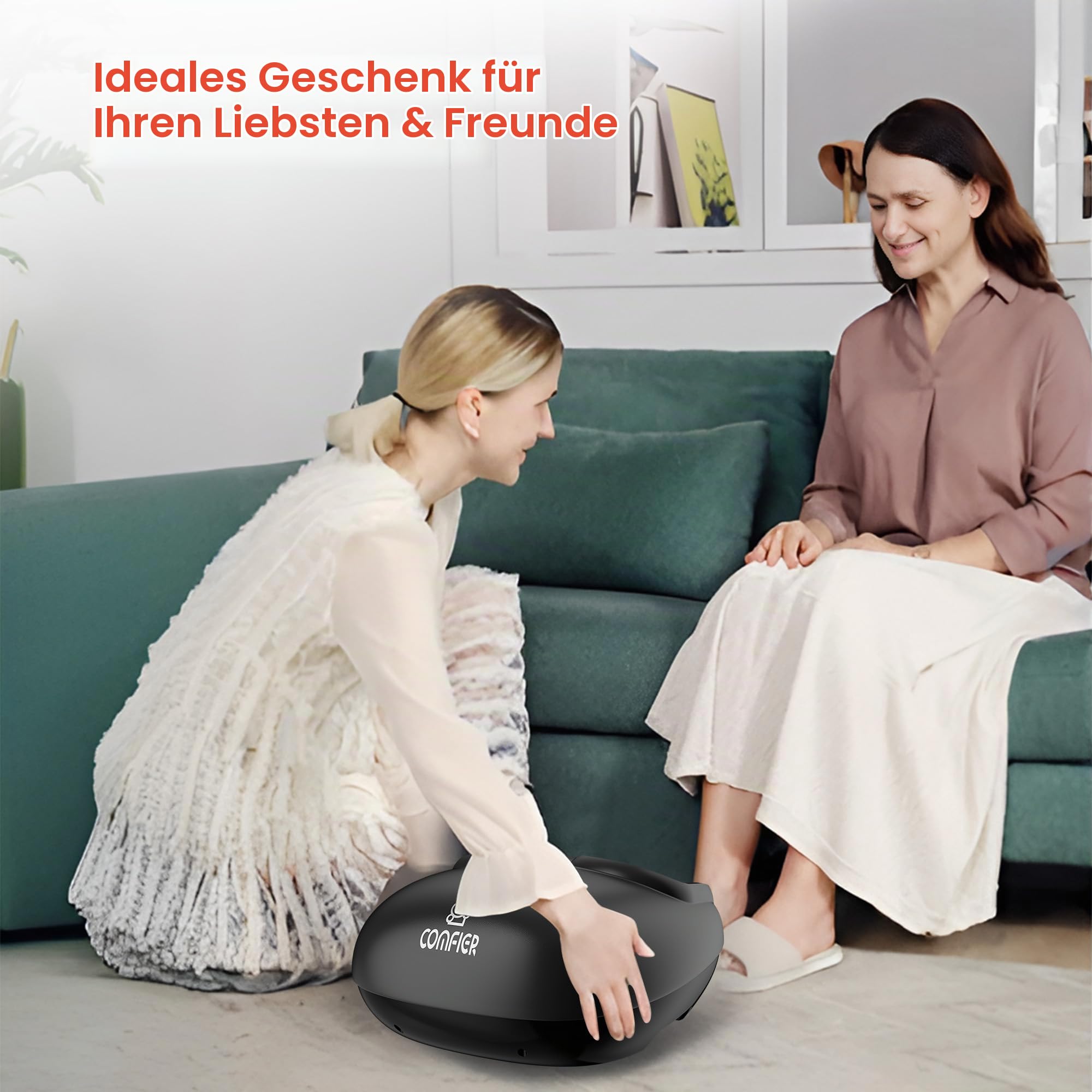 COMFIER Fuß-massagegerät mit Fernbedienung, Pausenfunktion, Fußmassagegerät mit Wärme, Kompression, Vibration, Shiatsu-Fußmassagegerät für Neuropathie, Plantar-Fasziitis, Geschenk für Männer/Frauen