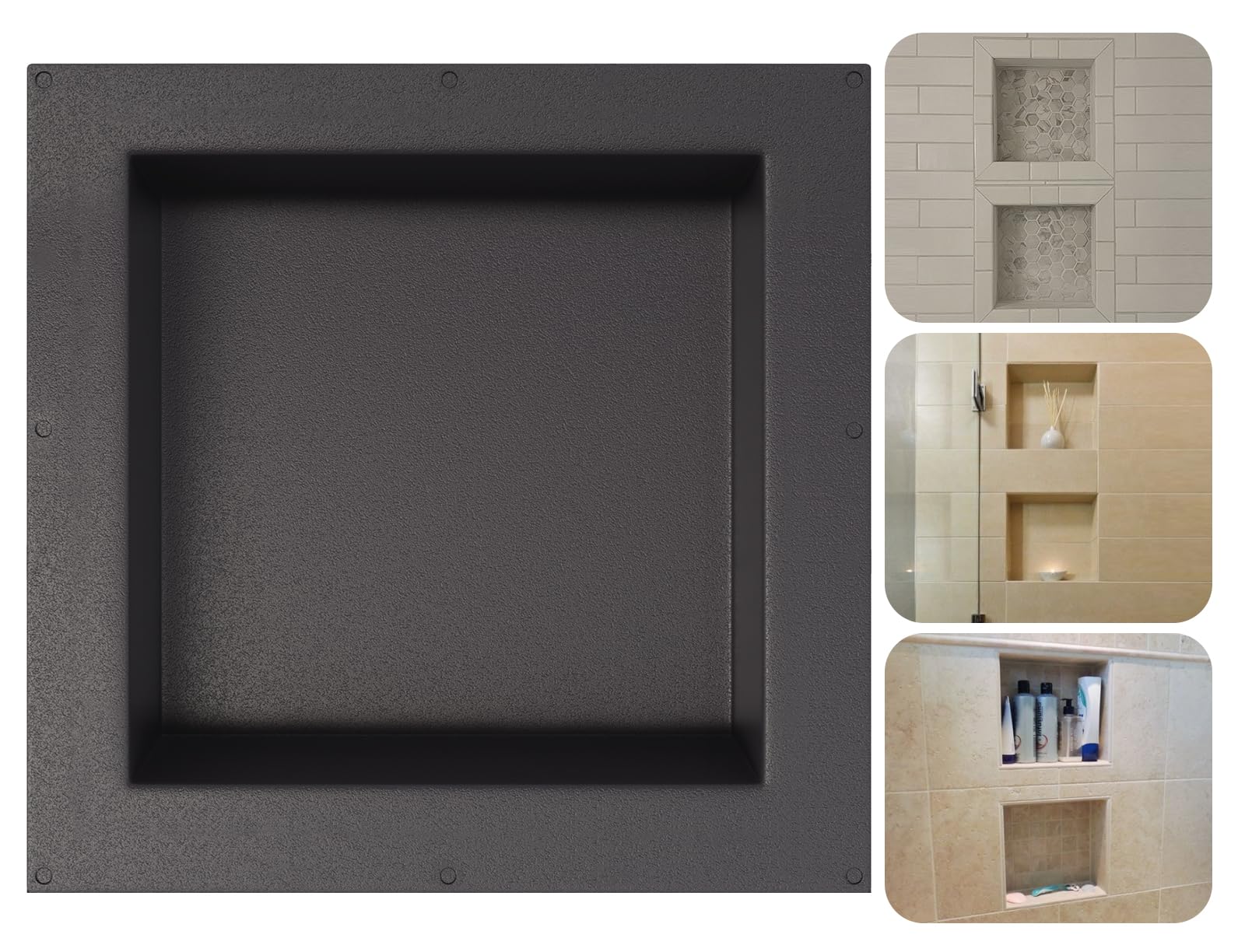 Ready For Tile Shower Niche 16x16 Recessed Easy and Quick Installation Flapped Over Thin Flange Shower Shelf Insert for Organizer Storage,Shampoo and Toiletry Storage