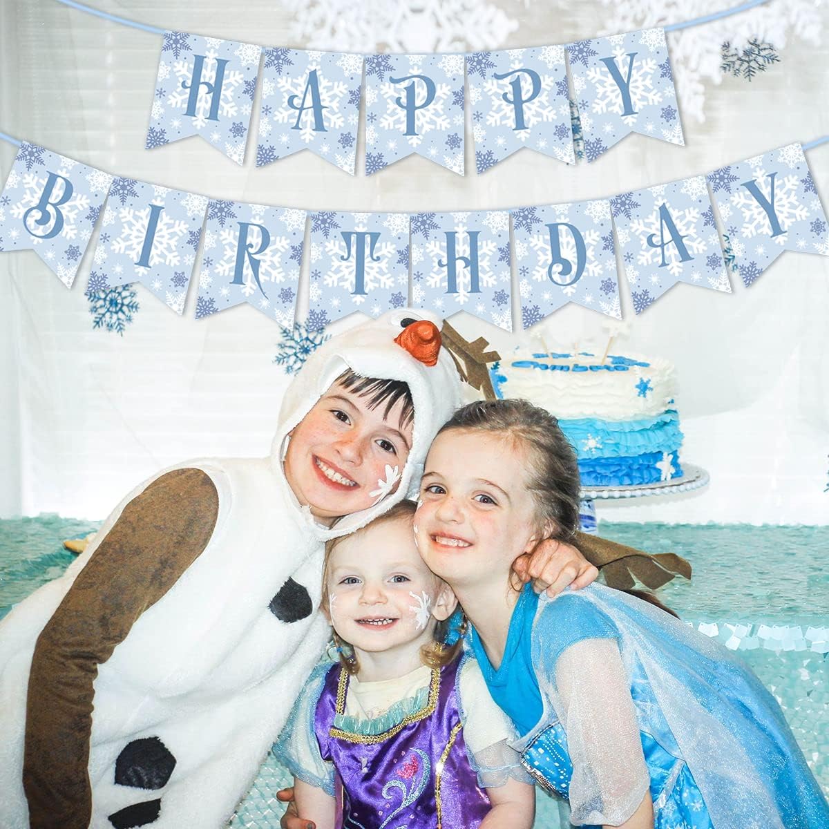 Kratwow Winter Snowflake Happy Birthday Banner Onederland 1st Birthday Decorations Winter Theme Party Decorations Snowflake Theme Party Christmas Xmas New Year Supplies for 1st 2nd 3rd Bday