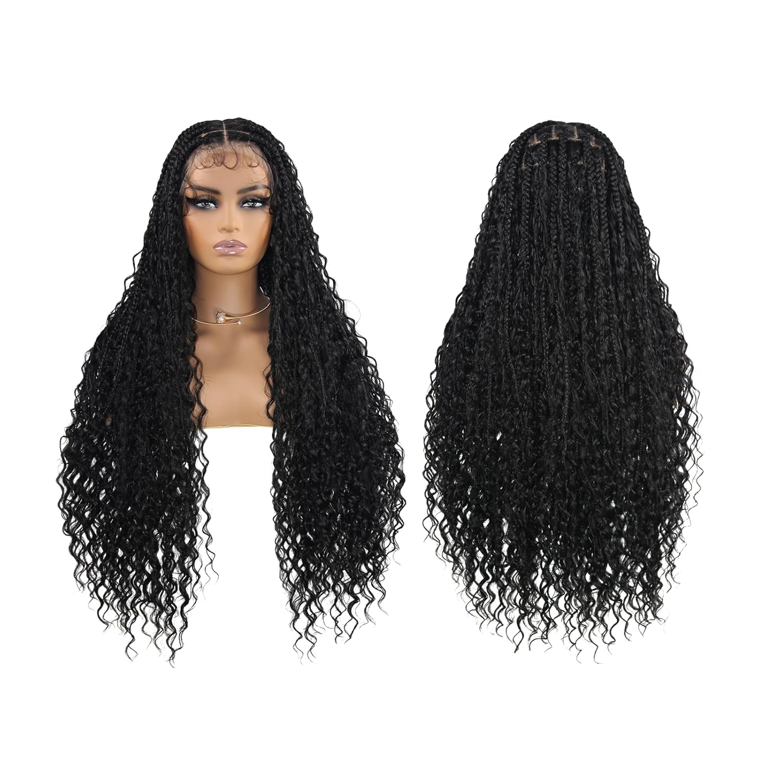 Miz Barn 360 Full Lace Front Knotless Box Braided Wigs 100% Handmade Synthetic Lightweight Twist Braided Wig Swiss Lace Braids Wigs With Baby Hair For Black Women (1B/27#, 24")