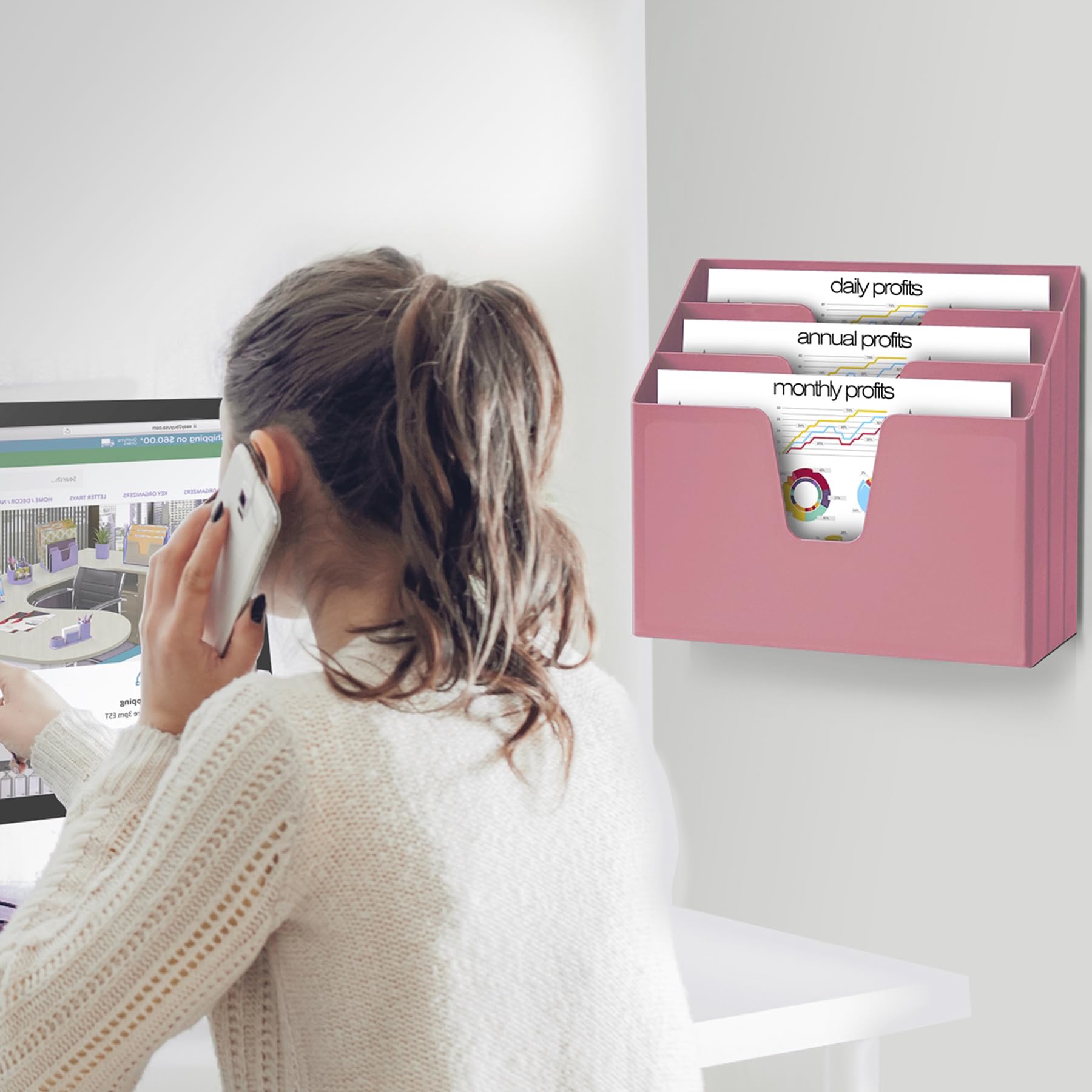 Acrimet Horizontal Trieur Organisateur de Document A4 (Plastique) (Couleur Rose)