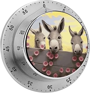 Donkey and Flower Kitchen Timers for Cooking,Meeting Timer Suitable for Home School Supplies, Study Tools, Desks, Office Desk Timers,Silent Operation