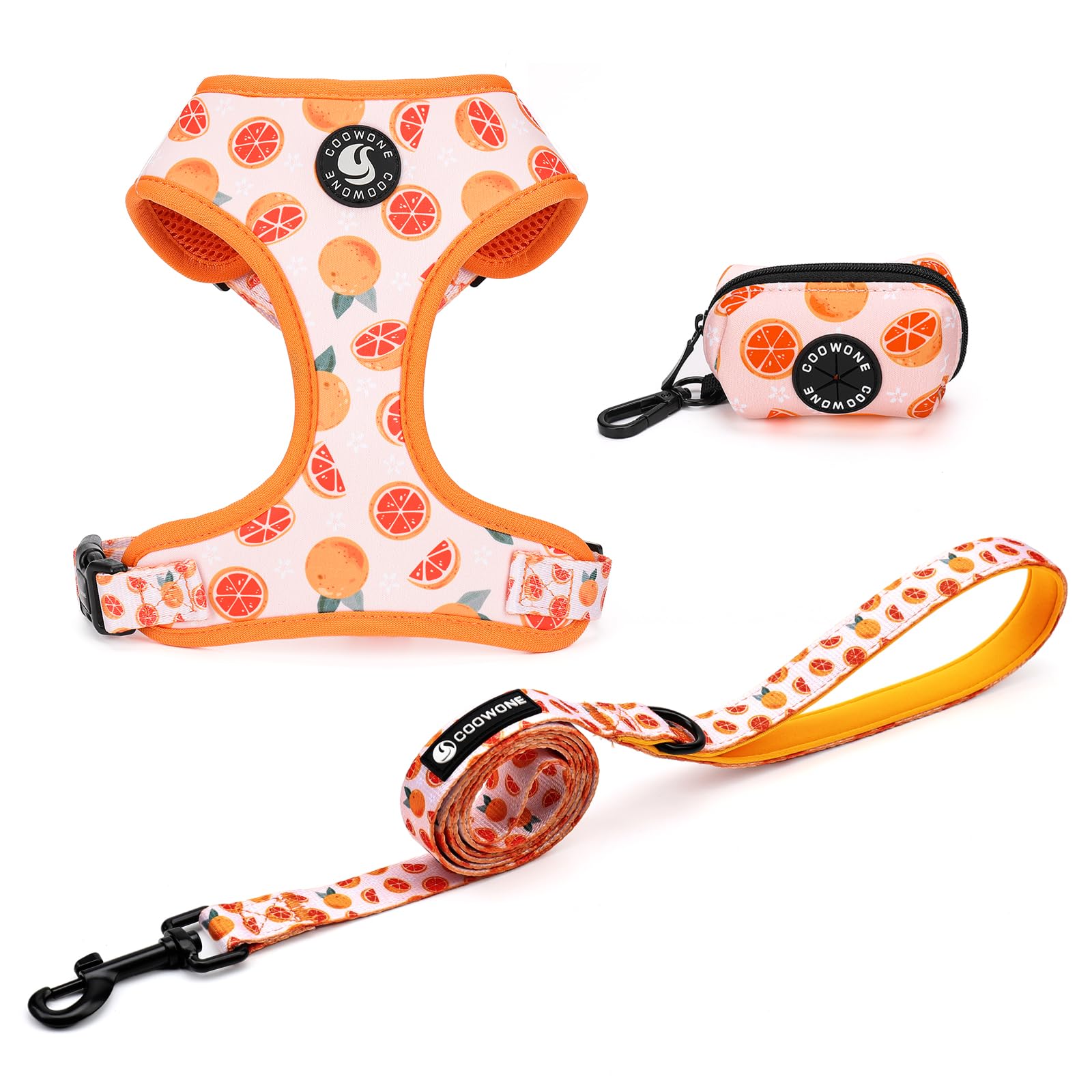 Dog Harness and Leash, Poop Bag Holder 3 Sets