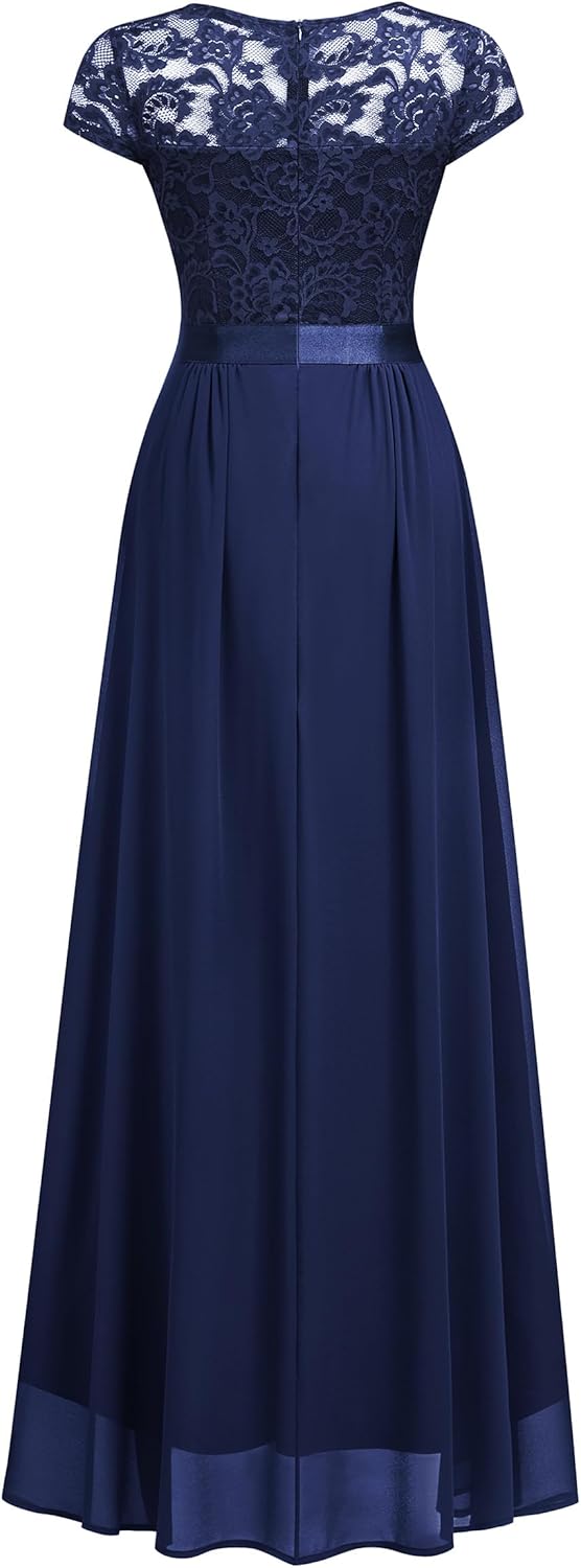 Miusol Women's Elegant Floral Lace Formal V Neck Bridesmaid Party Dress - Image 6