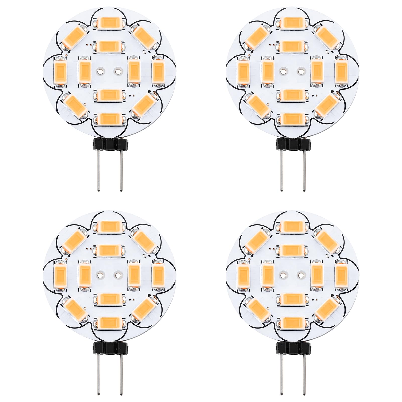 Ucfalfo G4 LED Bulbs 3W Warm White 3000K, 4 Pack 200LM Equivalent to 20W Halogen, AC/DC 12V Non-Dimmable g4 led Bulbs Warm White for Undercabinet & Accent Lighting